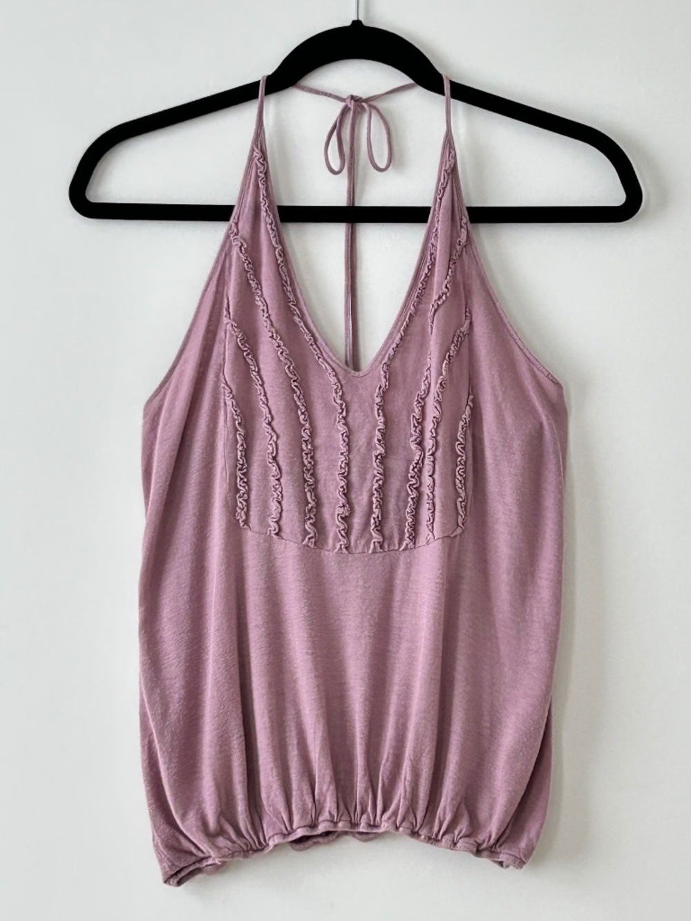 Mystree Purple Ruffle Halter Neck Tank Top